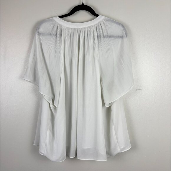 H&M Women's Romantic Off-White Sheer Flowy‎ Pleated Blouse Feminine Size XL - Picture 2 of 13
